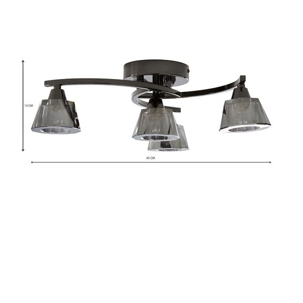 Dunelm Vanessa Smoked 4 Light Flush Ceiling Fitting 8 Dunelm Vanessa Smoked 4 Light Flush Ceiling Fitting - Image 6