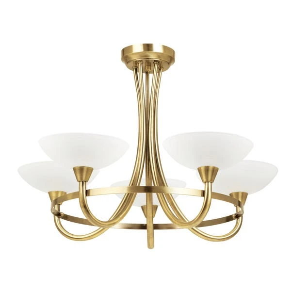 Vogue Lighting Vogue Cagney 5 Light Semi Flush Ceiling Fitting Brass 7 Vogue Lighting Vogue Cagney 5 Light Semi Flush Ceiling Fitting Brass - Image 5