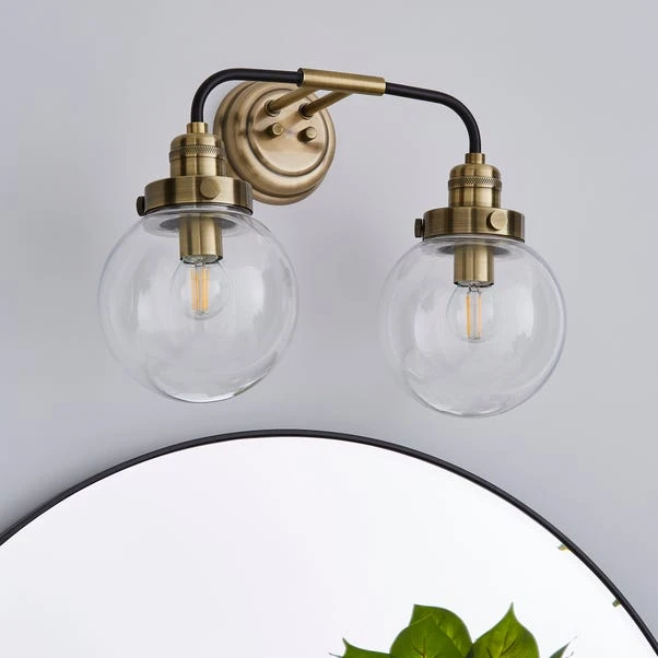 Dunelm Broden Bathroom 2 Light Wall Light Antique Brass 3 Dunelm Broden Bathroom 2 Light Wall Light Antique Brass - Image 2
