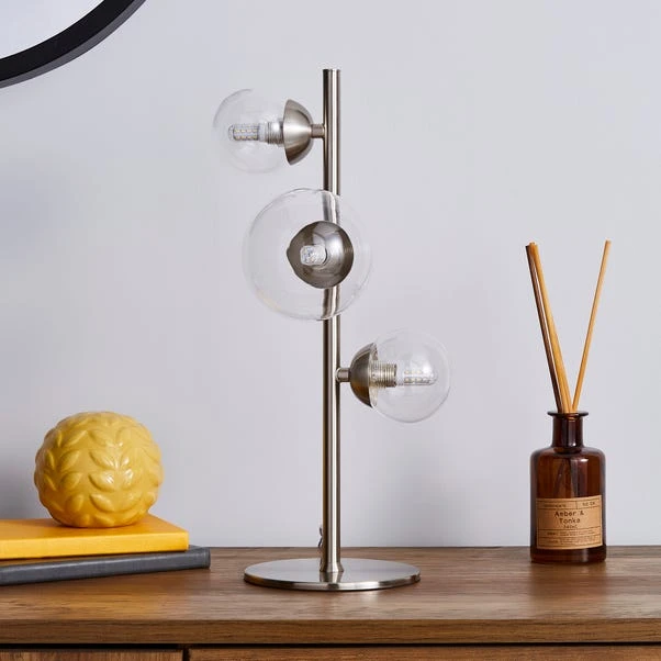 Dunelm Tarsia Glass Table Lamp Satin Nickel 4 Dunelm Tarsia Glass Table Lamp Satin Nickel - Image 2