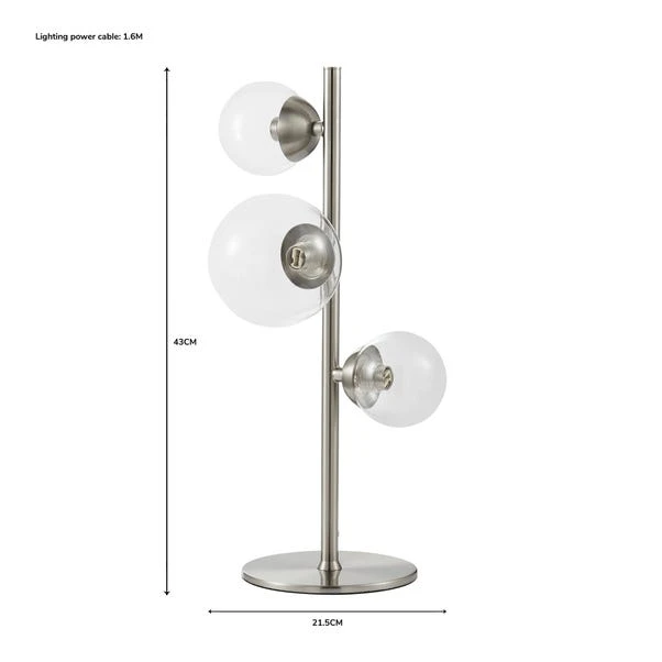 Dunelm Tarsia Glass Table Lamp Satin Nickel 8 Dunelm Tarsia Glass Table Lamp Satin Nickel - Image 6
