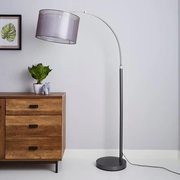 Dunelm Echo Organza Arc Floor Lamp Grey 4 Dunelm Echo Organza Arc Floor Lamp Grey - Image 2