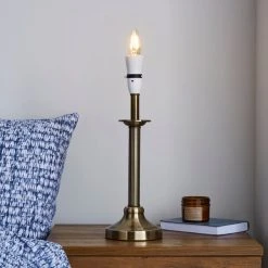 Dunelm Fluted Candlestick Antique Brass Table Lamp Base