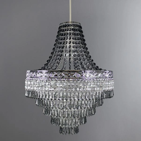 Dunelm Blenheim 47cm Smoked Jewels Chandelier Easy Fit Pendant 3 Dunelm Blenheim 47cm Smoked Jewels Chandelier Easy Fit Pendant