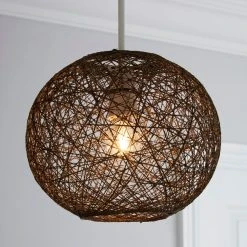 Dunelm Abaca Ball 24cm Grey Easy Fit Pendant