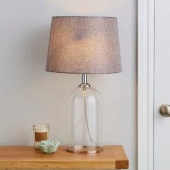 Dunelm Lenny Glass Clear Table Lamp