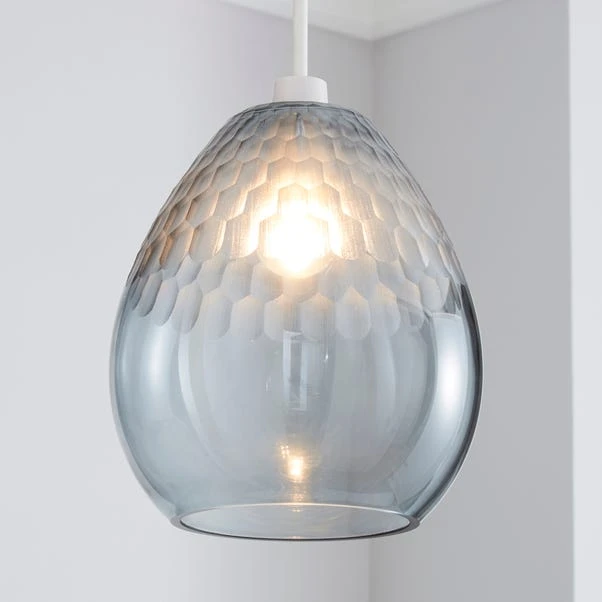 Dunelm Jasmine Grey Glass Easy Fit Pendant 3 Dunelm Jasmine Grey Glass Easy Fit Pendant