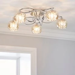 Dunelm Seychelles 5 Light Chrome Ceiling Fitting