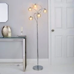 Dunelm Seychelles 5 Light Champagne Glass Floor Lamp