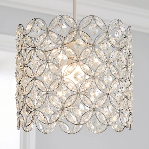 Dunelm Arden Floral Chrome Easy Fit Pendant 3 Dunelm Arden Floral Chrome Easy Fit Pendant