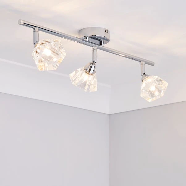 Dunelm Khobi 3 Light Glass Spotlight Bar 3 Dunelm Khobi 3 Light Glass Spotlight Bar