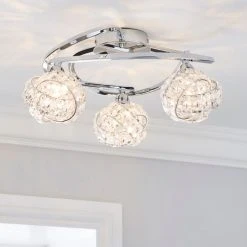 Dunelm Cecilie 3 Light Crystal Semi-Flush Ceiling Fitting