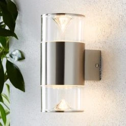 Dunelm Aden 2 Light Steel Outdoor Wall Light