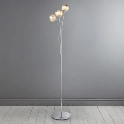 Dunelm Arta 3 Arm Smoked Glass Floor Lamp