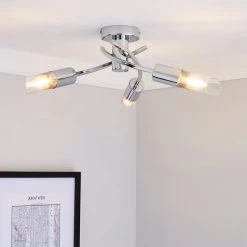 Dunelm Corvus 3 Light Chrome Semi-Flush Ceiling Fitting