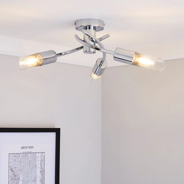 Dunelm Corvus 3 Light Chrome Semi-Flush Ceiling Fitting 3 Dunelm Corvus 3 Light Chrome Semi-Flush Ceiling Fitting
