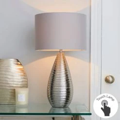 Dunelm Costola Chrome Touch Dimmable Table Lamp