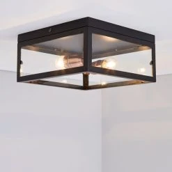 Dunelm Aneska 2 Light Black And Copper Flush Ceiling Fitting