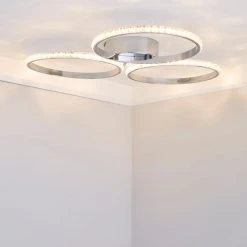 Dunelm Oraylia 3 Light Integrated LED Hoops Jewel Chrome Ceiling Fitting