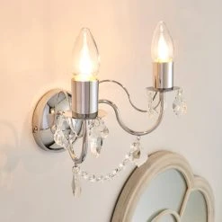 Dunelm Elizabeth 2 Light Chrome Bathroom Wall Light