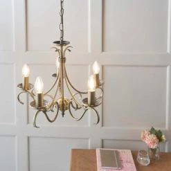 Vogue Lighting Vogue Bernice 5 Light Candelabra Ceiling Fitting Antique Brass 10 Vogue Lighting Vogue Bernice 5 Light Candelabra Ceiling Fitting Antique Brass -Dunelm Shop 30671118 alt02