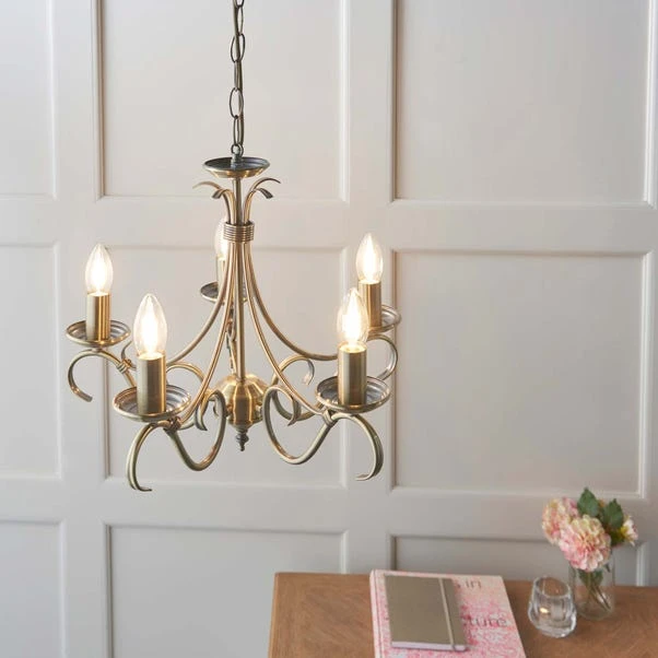 Vogue Lighting Vogue Bernice 5 Light Candelabra Ceiling Fitting Antique Brass 5 Vogue Lighting Vogue Bernice 5 Light Candelabra Ceiling Fitting Antique Brass - Image 3