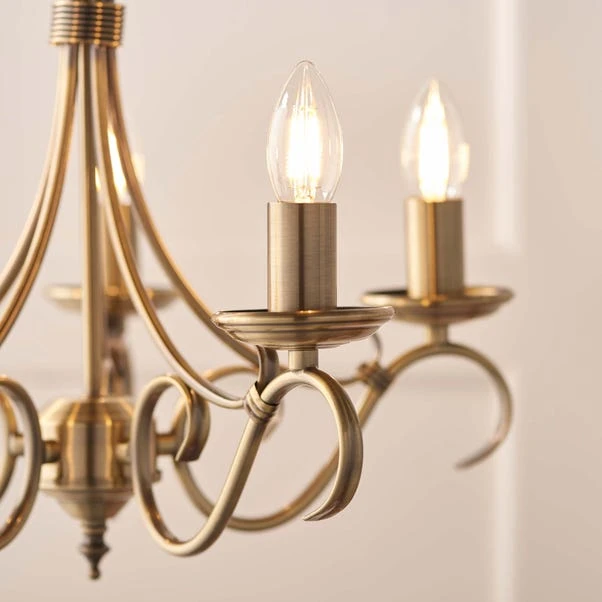 Vogue Lighting Vogue Bernice 5 Light Candelabra Ceiling Fitting Antique Brass 8 Vogue Lighting Vogue Bernice 5 Light Candelabra Ceiling Fitting Antique Brass - Image 6