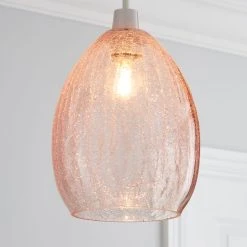 Dunelm Akola Pink Glass Easy Fit Pendant