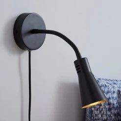 Dunelm Nola Adjustable Easy Fit Plug In Wall Light Black