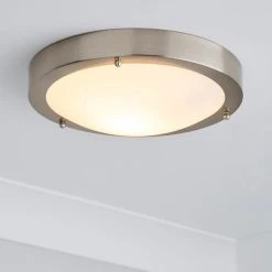Dunelm Pluto 1 Light Frosted Glass Flush Ceiling Fitting