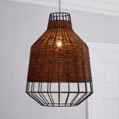 Dunelm Ohio Dark Rattan Easy Fit Pendant