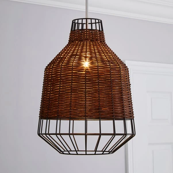 Dunelm Ohio Dark Rattan Easy Fit Pendant 3 Dunelm Ohio Dark Rattan Easy Fit Pendant