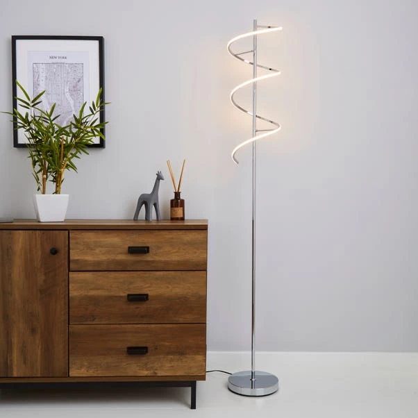 Dunelm Apollo Integrated LED Dimmable Chrome Floor Lamp 3 Dunelm Apollo Integrated LED Dimmable Chrome Floor Lamp