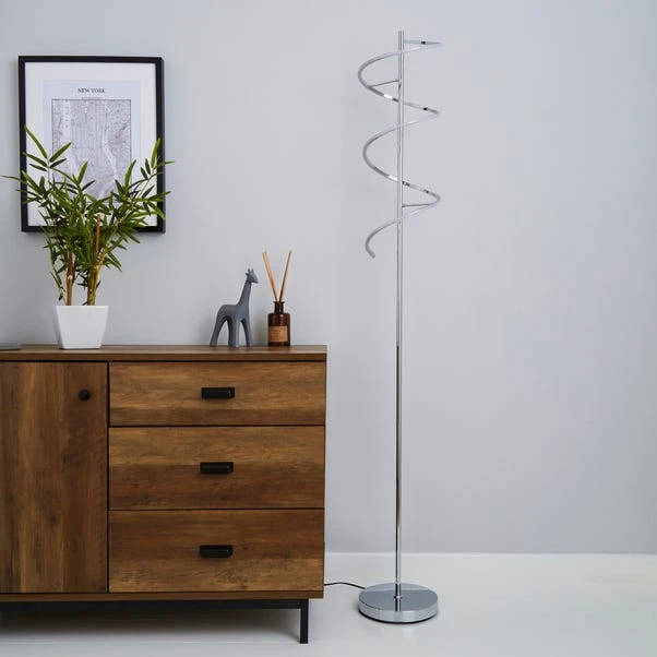 Dunelm Apollo Integrated LED Dimmable Chrome Floor Lamp 4 Dunelm Apollo Integrated LED Dimmable Chrome Floor Lamp - Image 2