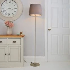 Dunelm Tula Micro Pleat Grey Shade Floor Lamp