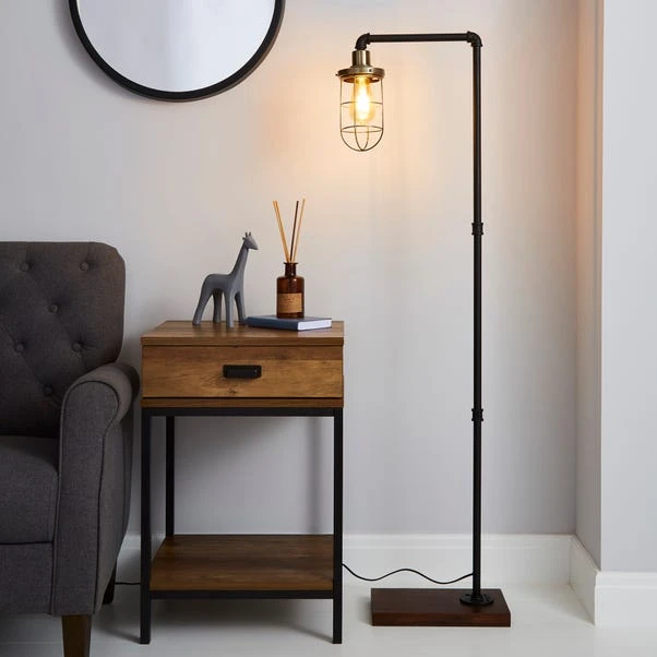 Dunelm Milas Pipe Black Industrial Floor Lamp 3 Dunelm Milas Pipe Black Industrial Floor Lamp