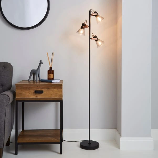 Dunelm Milas 3 Light Black Industrial Floor Lamp 3 Dunelm Milas 3 Light Black Industrial Floor Lamp