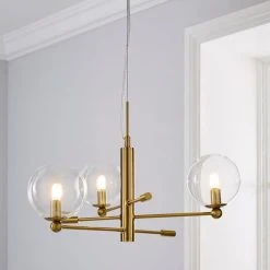 Elements Nour 3 Light Antique Brass Ceiling Fitting