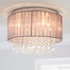 Dunelm Riah 4 Light Jewels Shade Grey Flush Ceiling Fitting