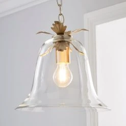 Dunelm Mase Bell 1 Light Pendant Glass Ceiling Fitting