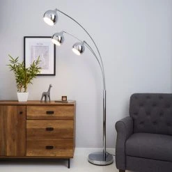 Dunelm Herm 3 Arm Arc Chrome Floor Lamp