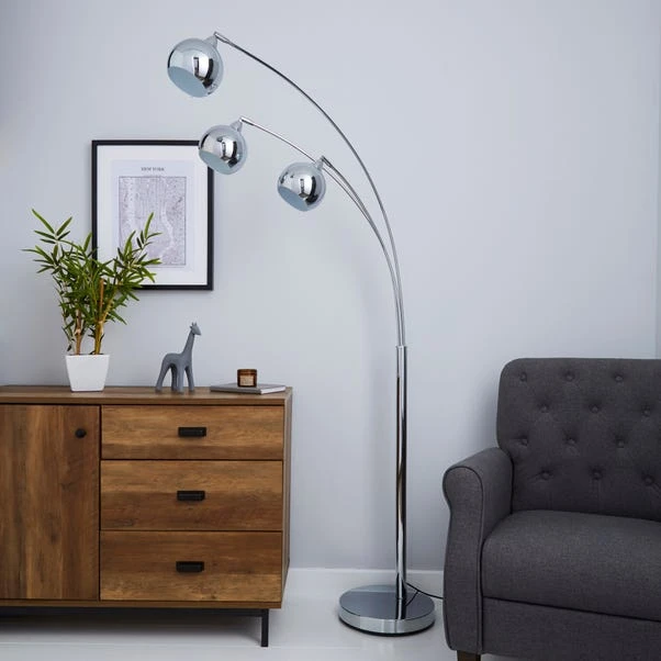Dunelm Herm 3 Arm Arc Chrome Floor Lamp 4 Dunelm Herm 3 Arm Arc Chrome Floor Lamp - Image 2