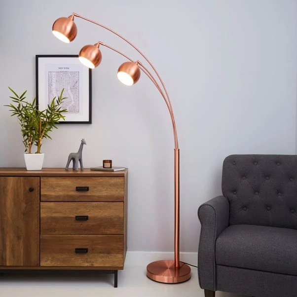 Dunelm Herm 3 Arm Arc Copper Floor Lamp 3 Dunelm Herm 3 Arm Arc Copper Floor Lamp