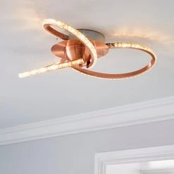 Dunelm Oria 3 Light Integrated LED Jewel Rose Gold Ceiling Fitting