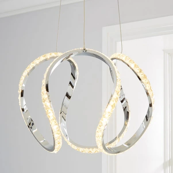 Dunelm Marsia 1 Light Integrated LED Swirl Jewel Chrome Ceiling Fitting 3 Dunelm Marsia 1 Light Integrated LED Swirl Jewel Chrome Ceiling Fitting