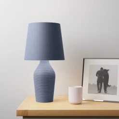Dunelm Luna Stoneware Folkstone Blue Table Lamp