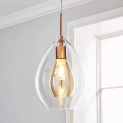 Dunelm Eden Pendant Ceiling Fitting Copper