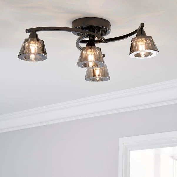 Dunelm Vanessa Smoked 4 Light Flush Ceiling Fitting 3 Dunelm Vanessa Smoked 4 Light Flush Ceiling Fitting