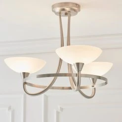 Vogue Lighting Vogue Cagney 3 Light Semi Flush Ceiling Fitting Chrome