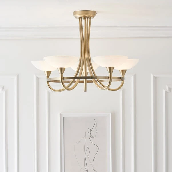 Vogue Lighting Vogue Cagney 5 Light Semi Flush Ceiling Fitting Brass 3 Vogue Lighting Vogue Cagney 5 Light Semi Flush Ceiling Fitting Brass